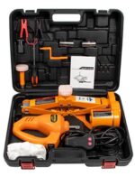 Electric Car Floor Jack Set 2 Ton 2-in-1 Automatic 12v Scissor Lift Jack with Impact Wrench for Tire Change Replacement for All Cars – 12 Months Warranty