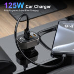 125W 3-Port USB-C Car Charger with LED Display, PD 3.0 & QC 4.0 Fast Charging - Image 4