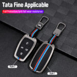 Tata 4-Button Smart Key Cover – Metal & Silicone Case for Nexon, Harrier, Safari, Tiago EV & More (Black) - Image 3